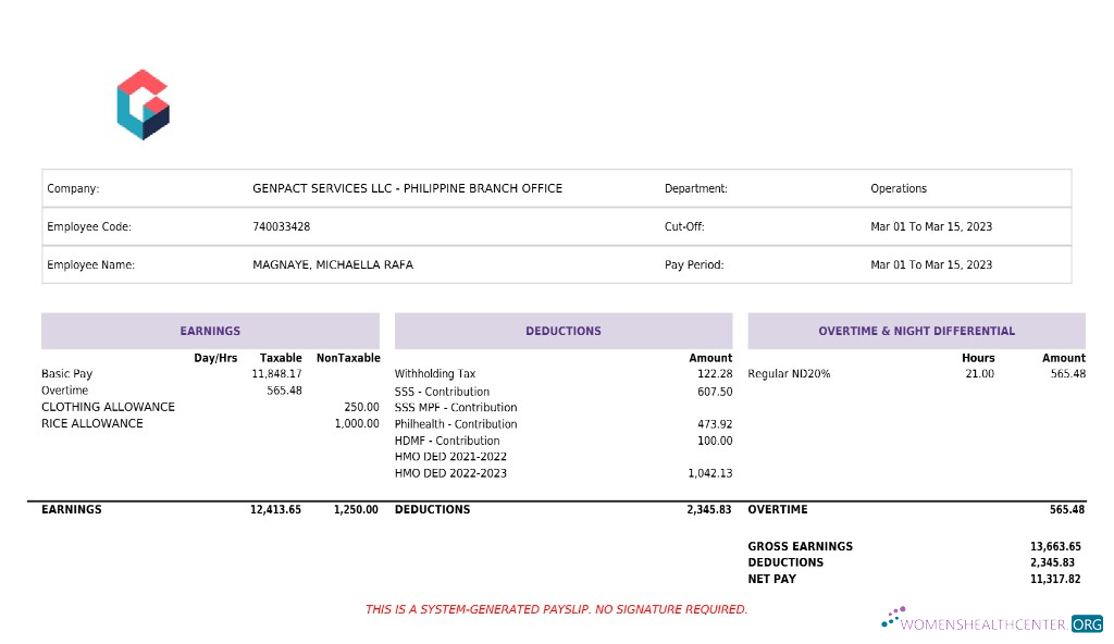 Download Genpact Services artificial intelligence payslip template in Word and PDF formats.pdf, 1 Photoshop template